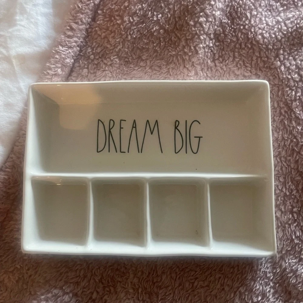 Dream Big Rae Dunn ceramic organizer tray